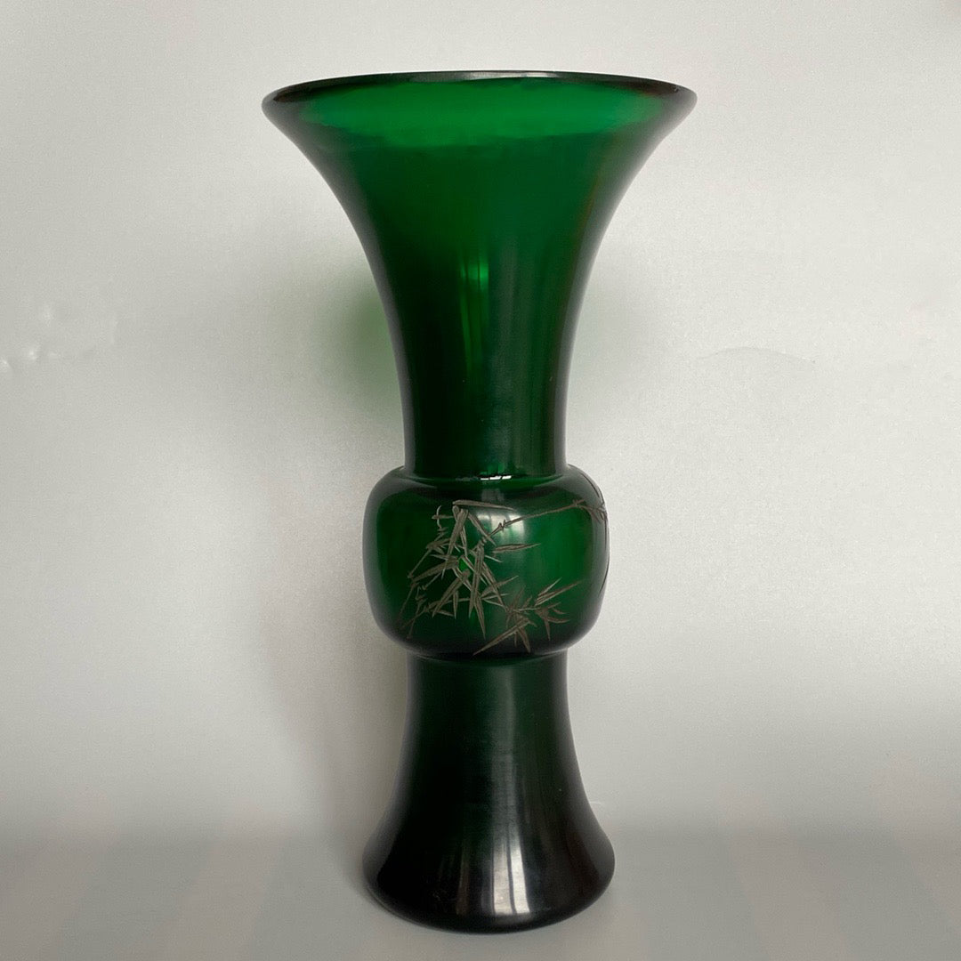 Chinese antique glass carved vase