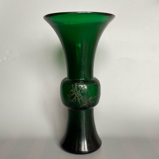 Chinese antique glass carved vase