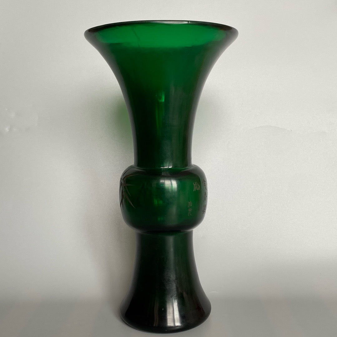 Chinese antique glass carved vase