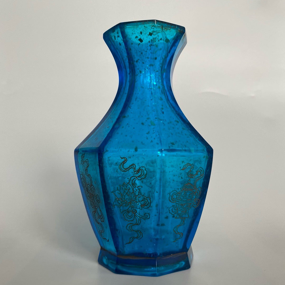 Chinese antique glass carved vase