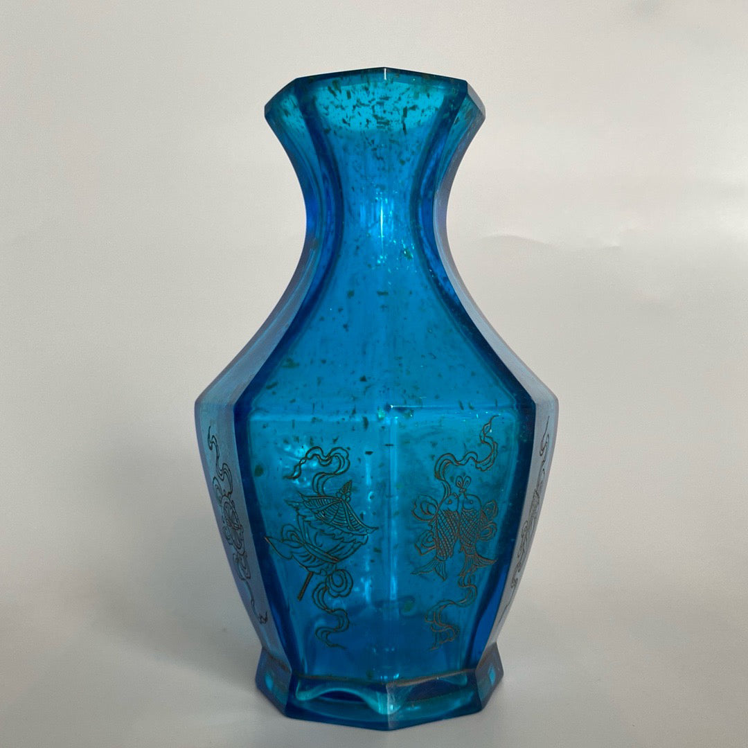 Chinese antique glass carved vase
