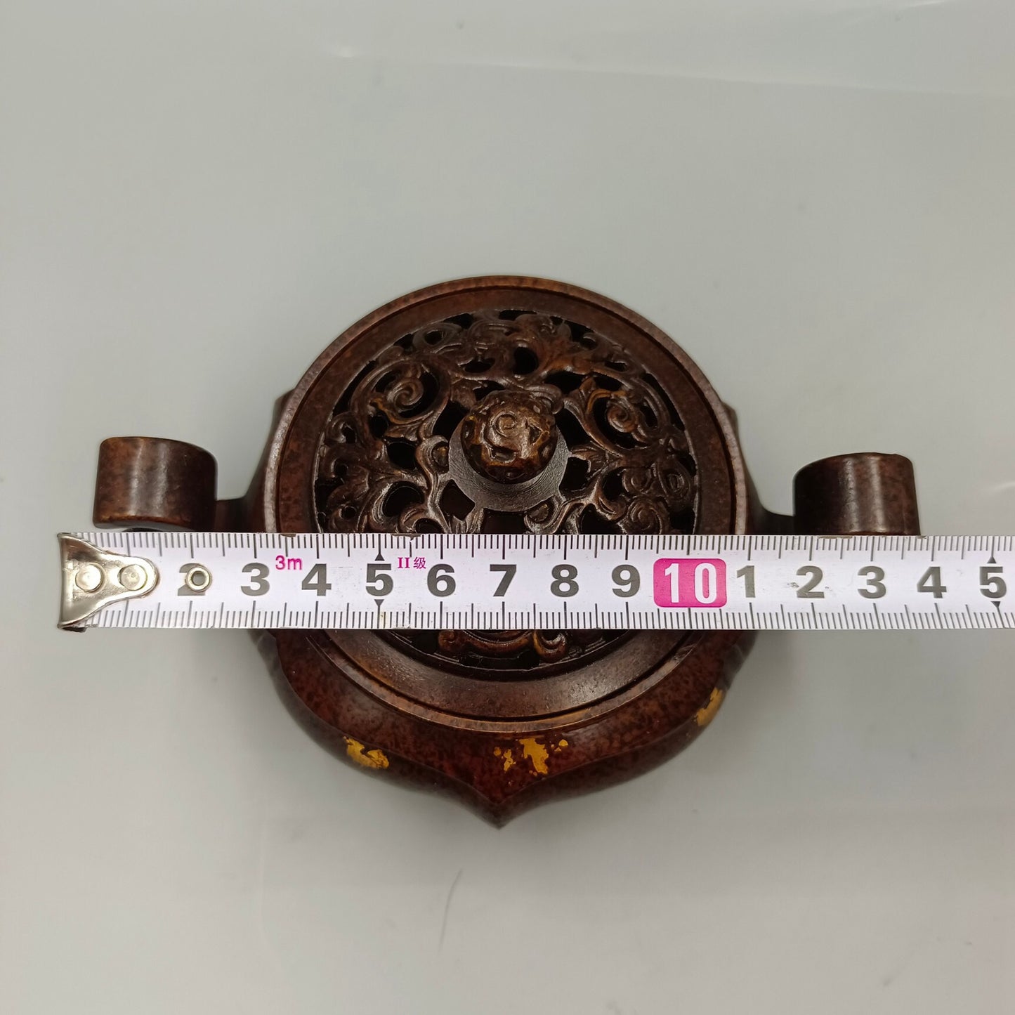 Chinese antique Ruyi ear flower covered copper incense burner
