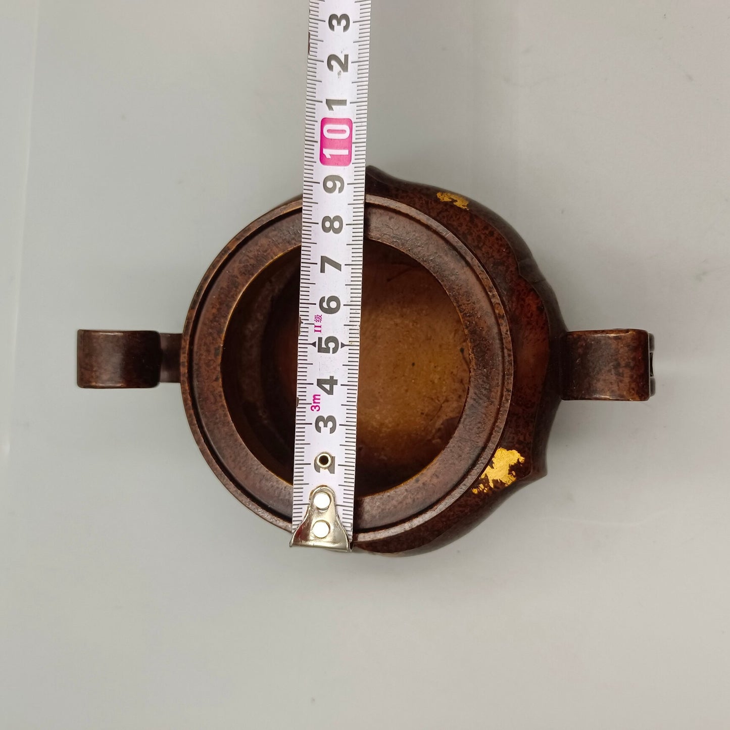 Chinese antique Ruyi ear flower covered copper incense burner