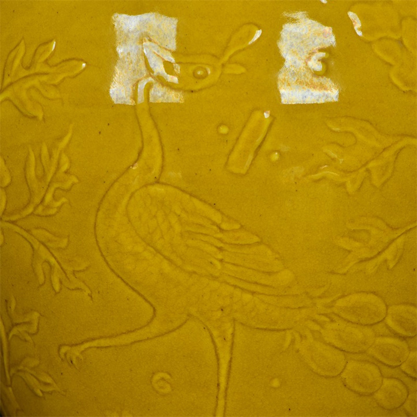 Chinese antique yellow glazed plum vase with flower and bird patterns