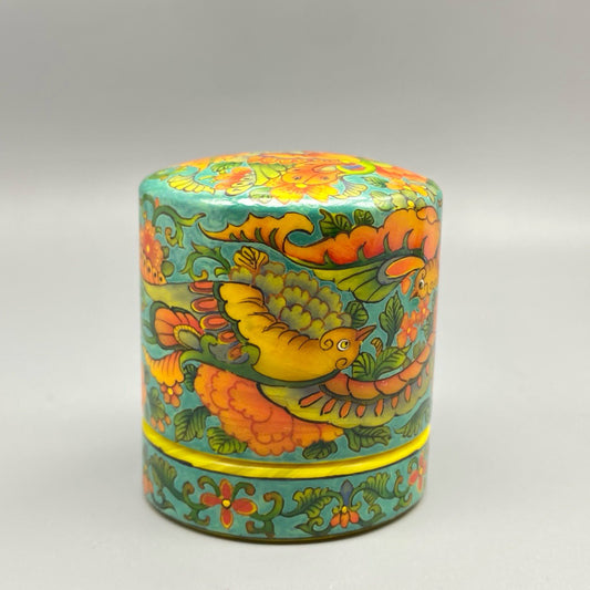 Chinese Antique Glass Handmade Painting [Blossoming and Wealth] Ink Box
