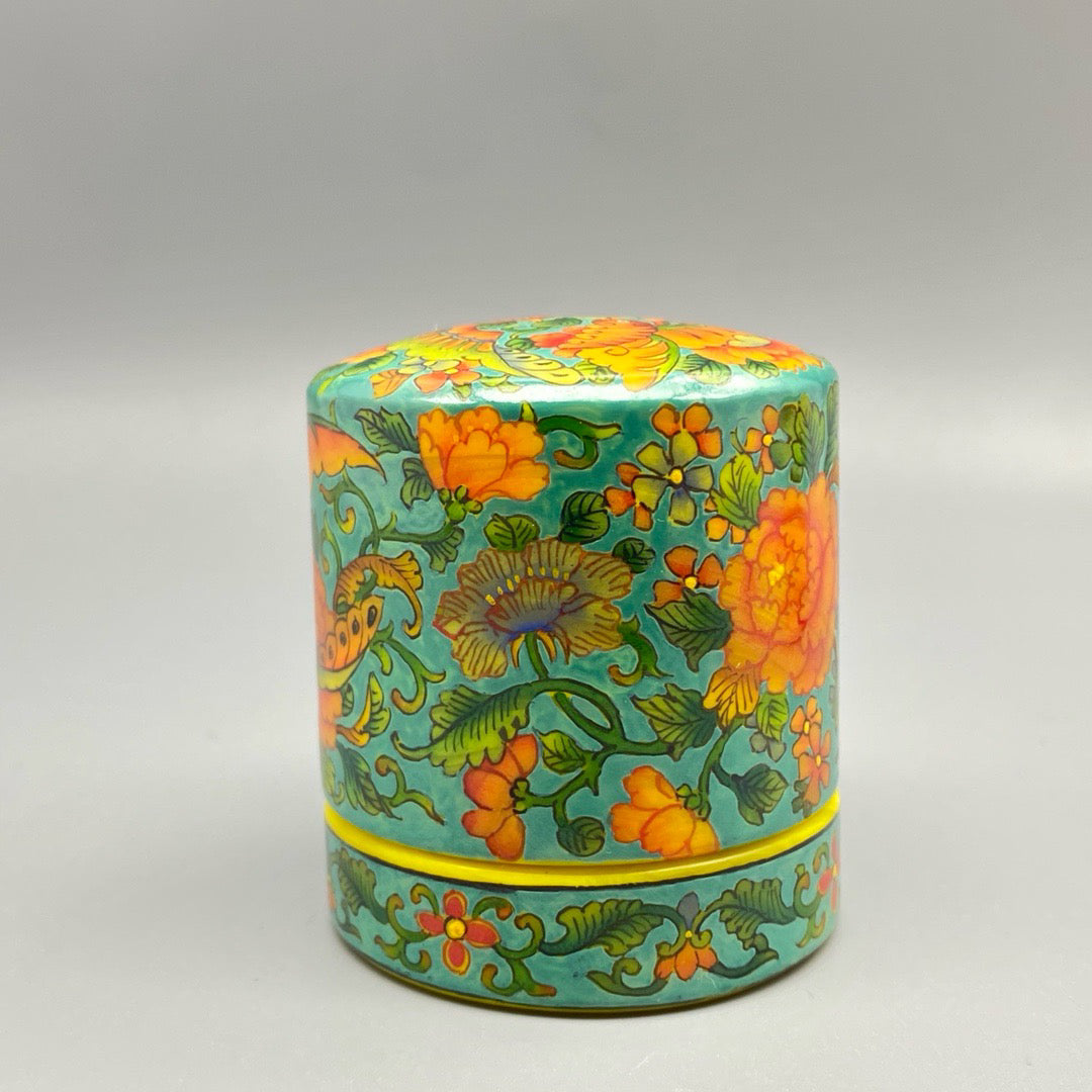 Chinese Antique Glass Handmade Painting [Blossoming and Wealth] Ink Box