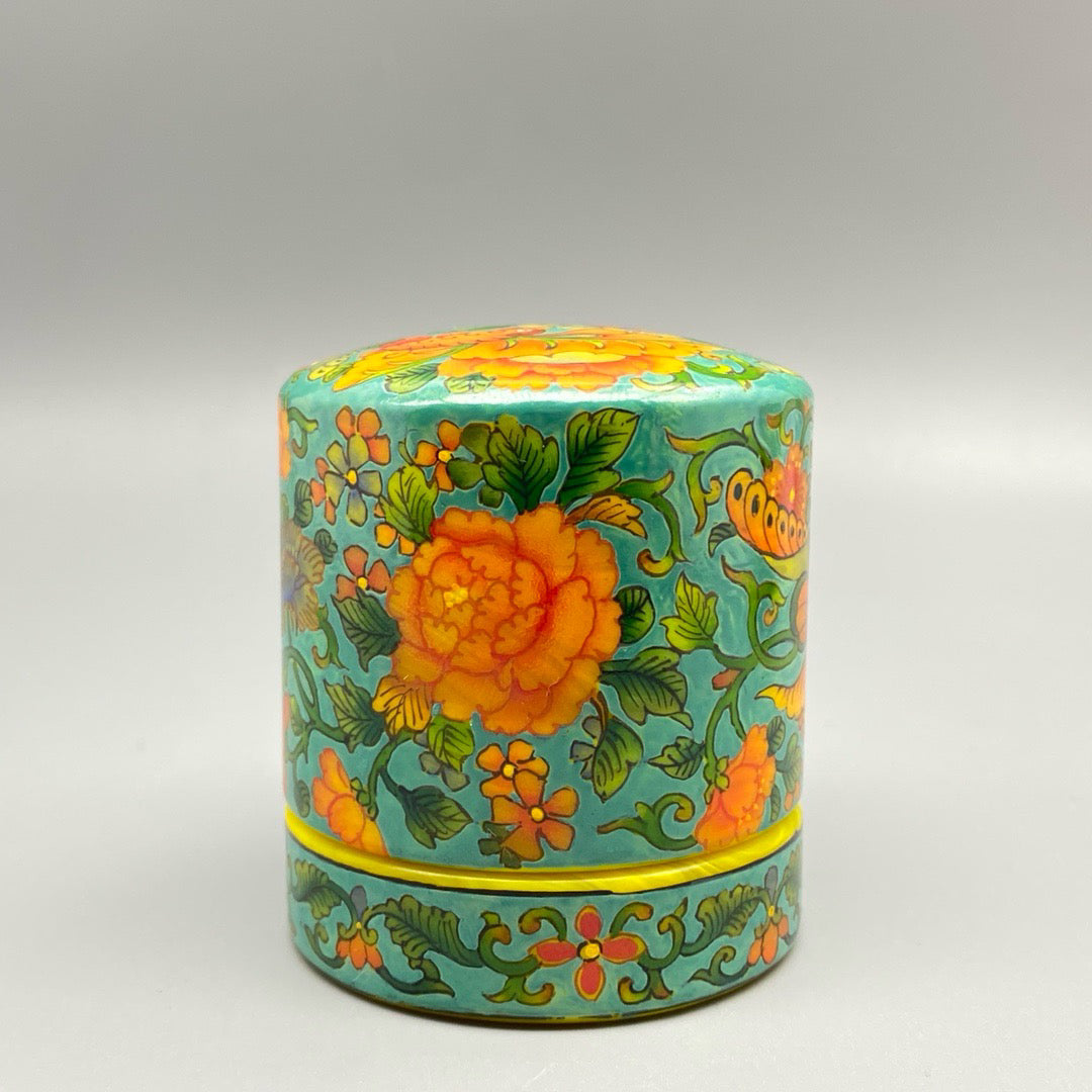 Chinese Antique Glass Handmade Painting [Blossoming and Wealth] Ink Box
