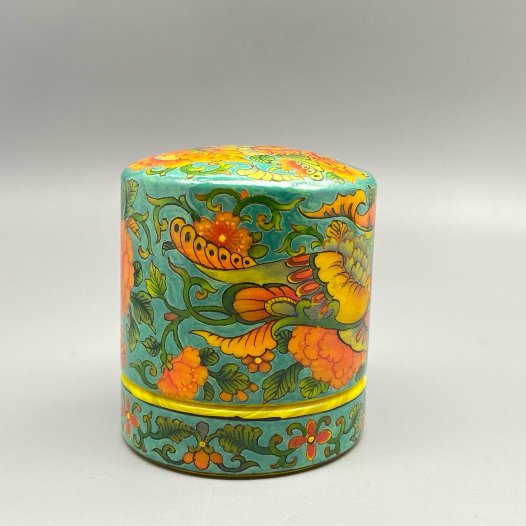 Chinese Antique Glass Handmade Painting [Blossoming and Wealth] Ink Box