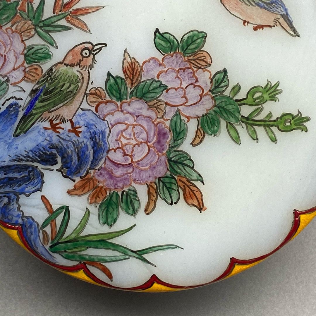 Chinese Antique Glass Handmade Painting [Blossoming and Wealth] Ink Box
