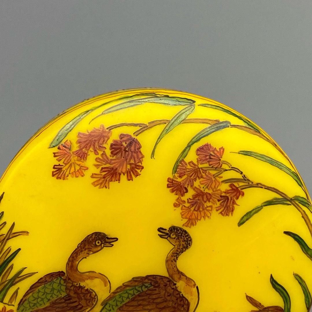 Chinese antique glass handmade painting with Lu Yan ink cartridge