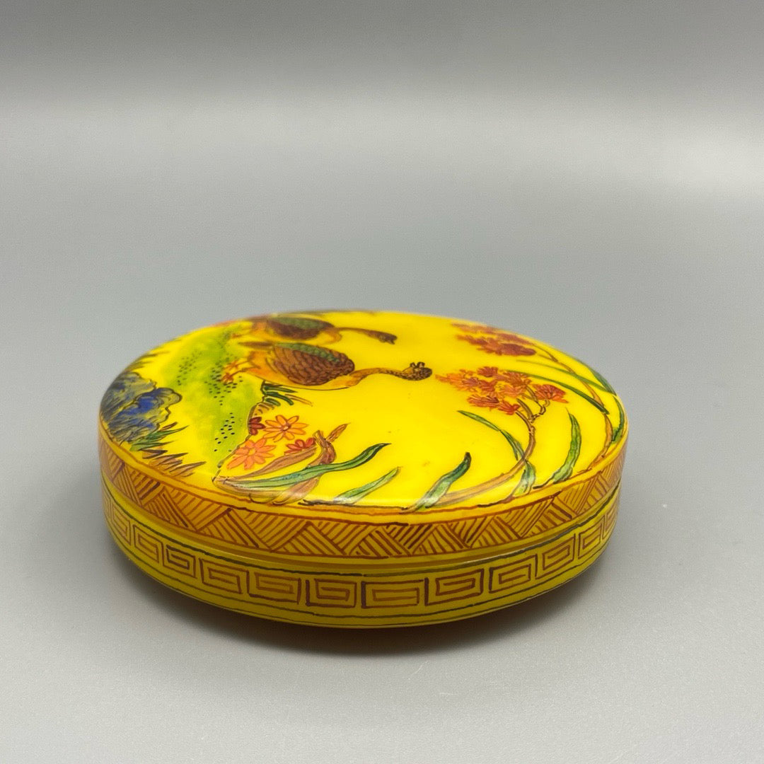 Chinese antique glass handmade painting with Lu Yan ink cartridge