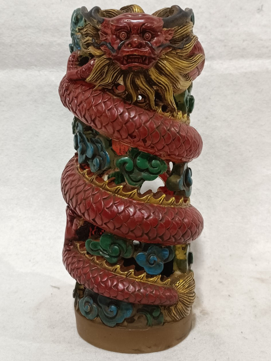 Yellow glazed dragon pen holder