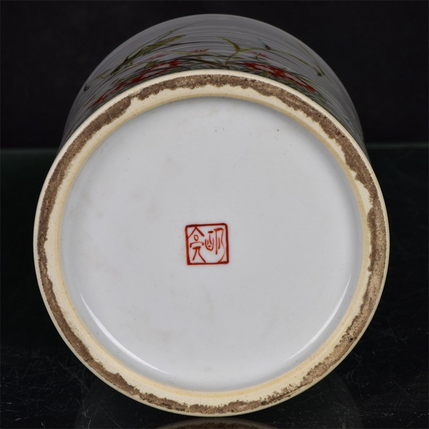 Chinese antique flower and bird pattern pen holder