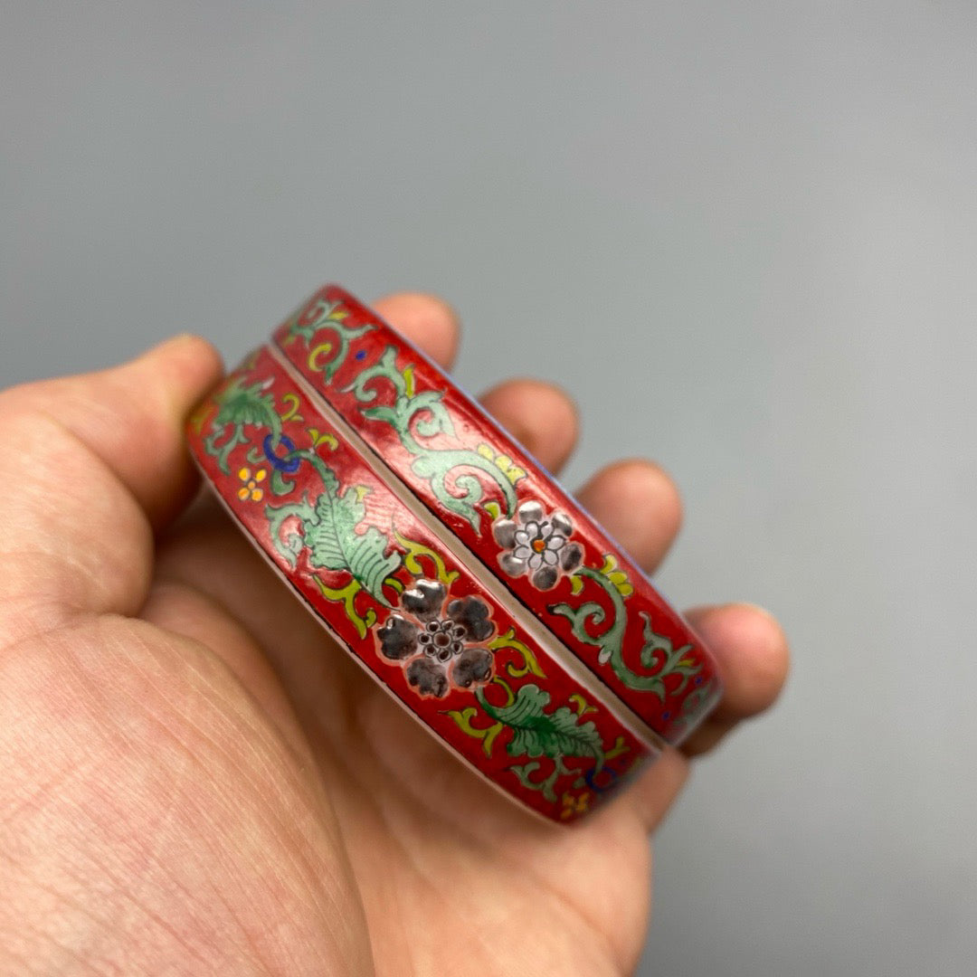 Chinese antique glass handmade painting with blue and white ink cartridges for viewing waterfalls