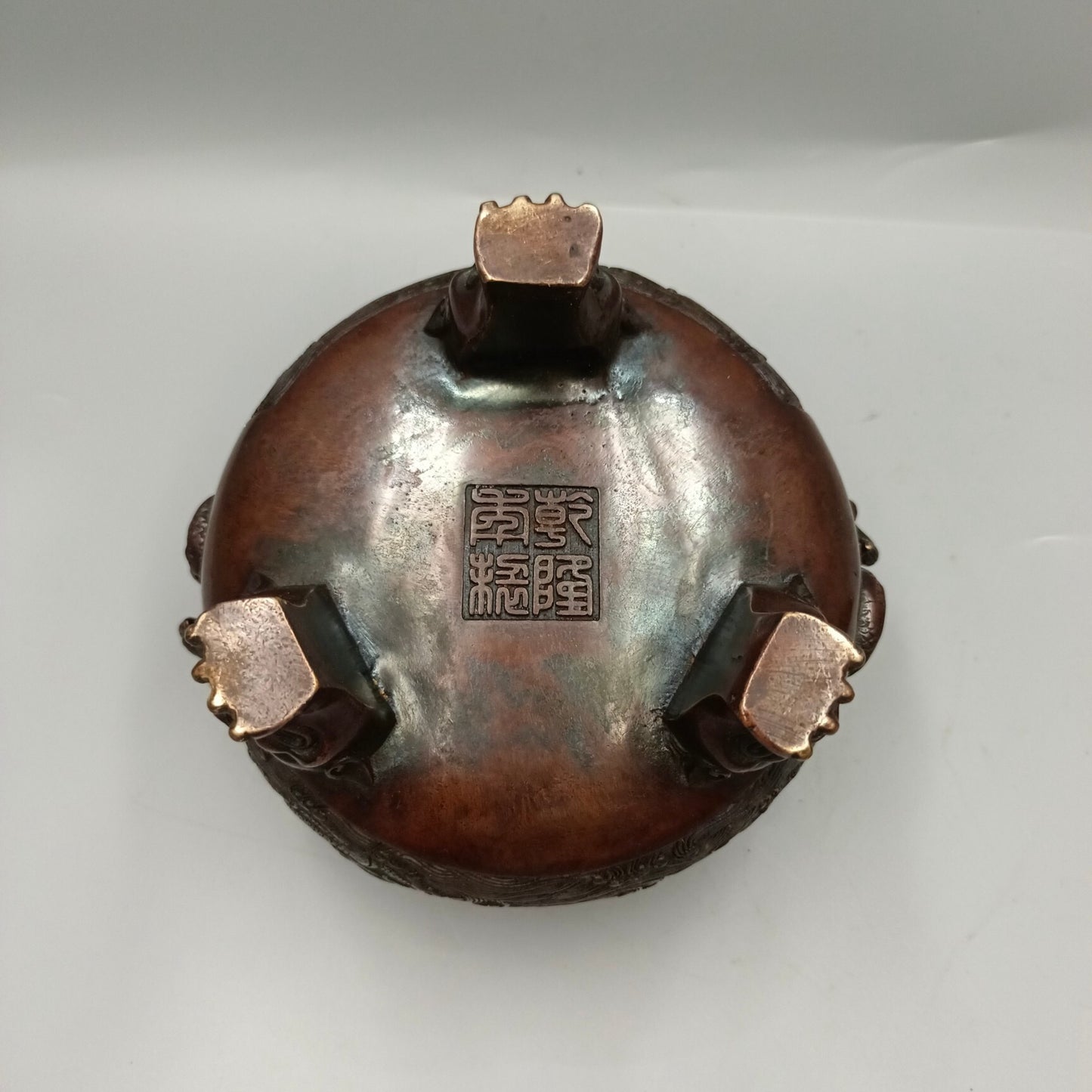 Chinese Antique Fish Leap Dragon Gate Double Dragon Copper Incense Burner