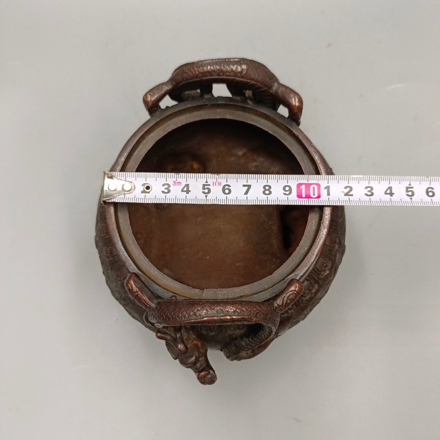 Chinese Antique Fish Leap Dragon Gate Double Dragon Copper Incense Burner