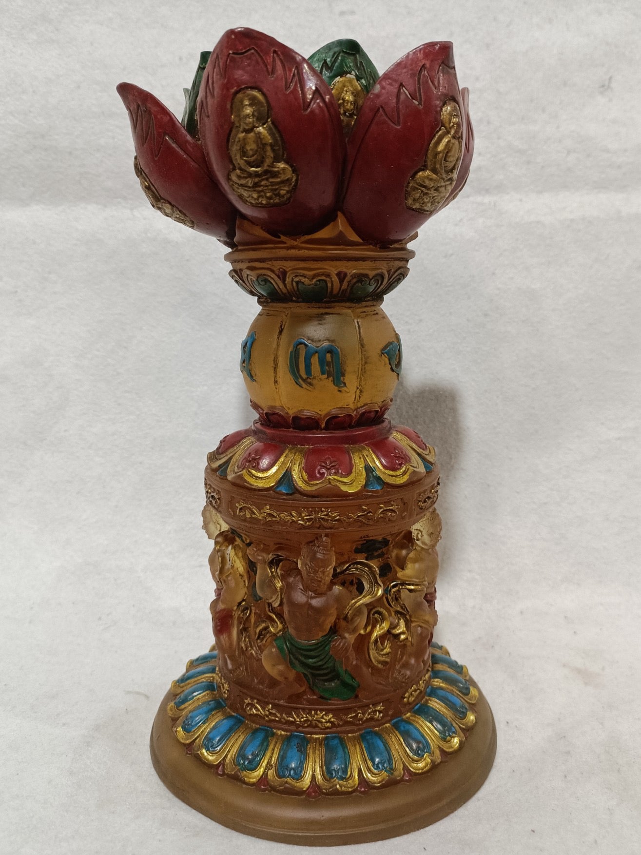 Yellow glazed lotus lamp