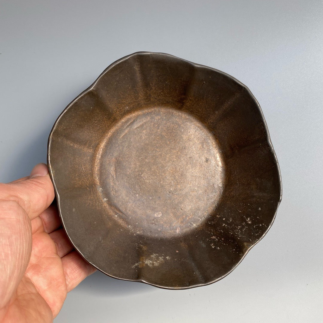 Chinese antique pure copper inkstone pool