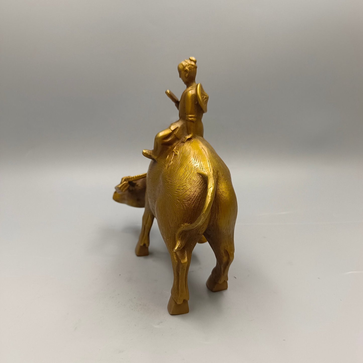 Chinese antique shepherd boy riding bull bronze ornament
