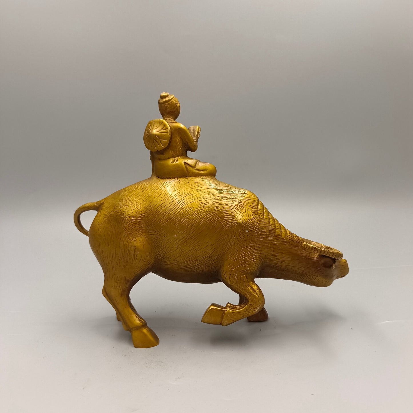Chinese antique shepherd boy riding bull bronze ornament