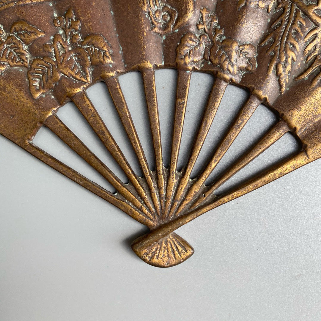 Chinese antique pure copper phoenix fan