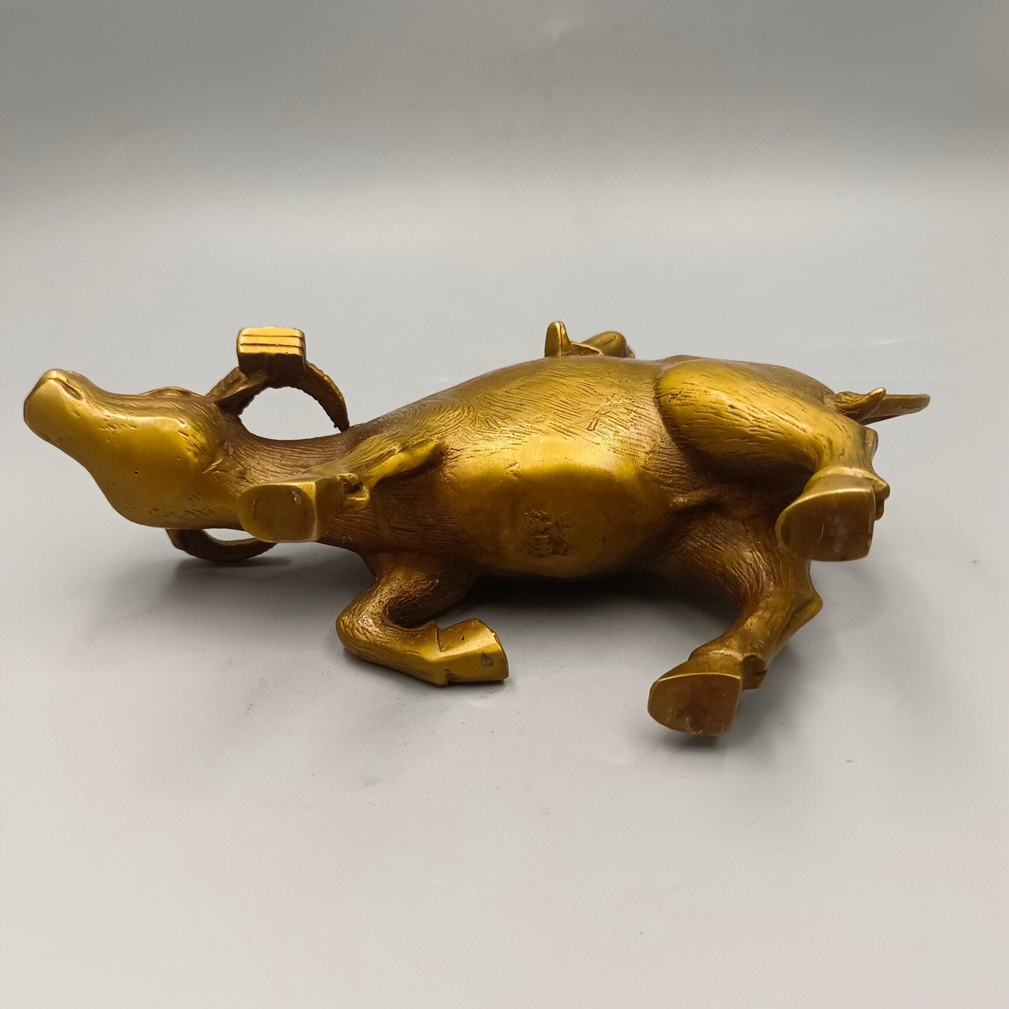 Chinese antique shepherd boy riding bull bronze ornament