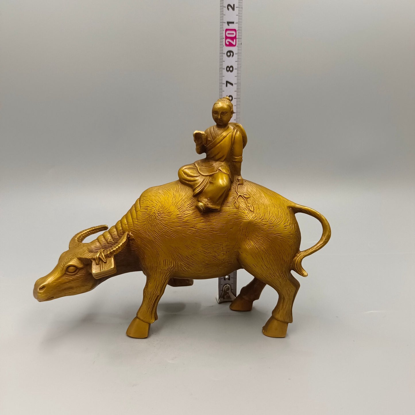 Chinese antique shepherd boy riding bull bronze ornament