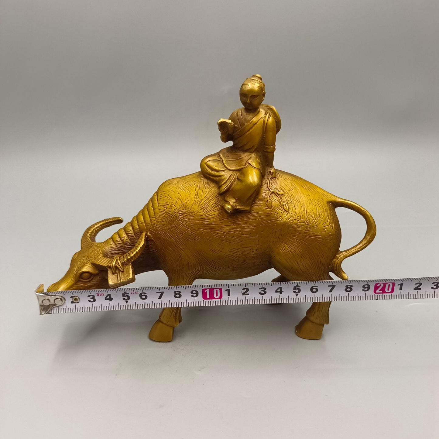 Chinese antique shepherd boy riding bull bronze ornament