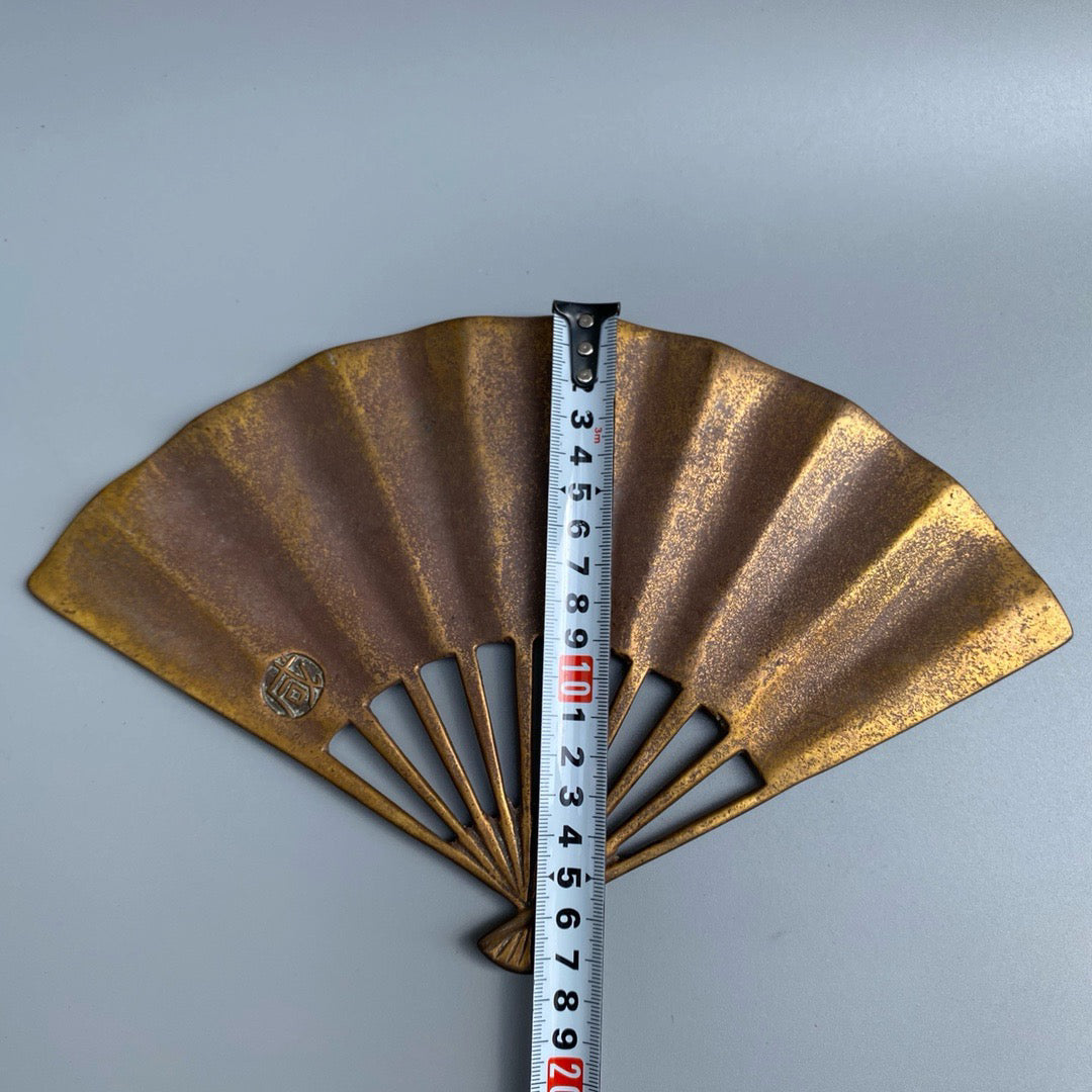 Chinese antique pure copper phoenix fan