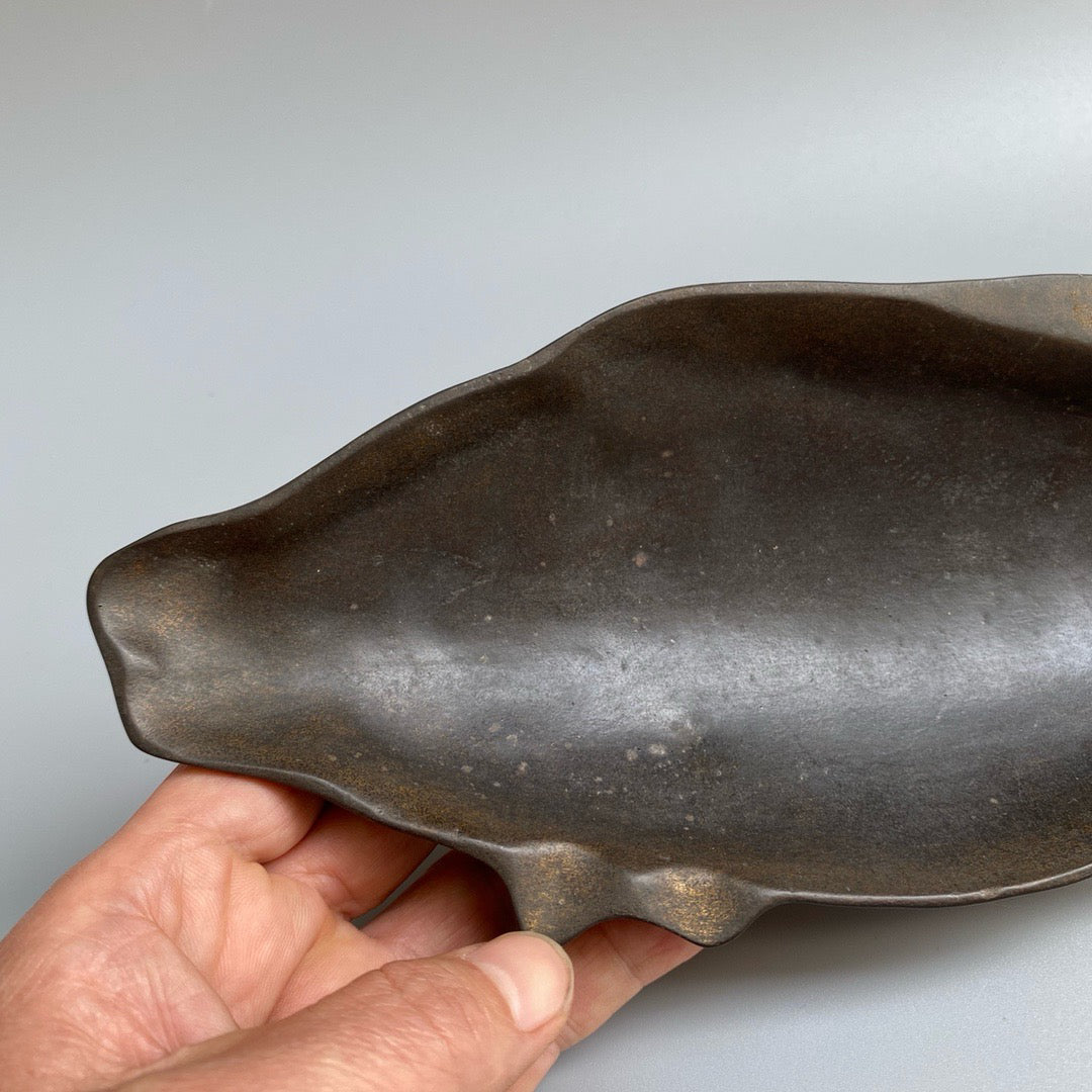 Chinese Antique Pure Copper Big Fish Butterfly Inkstone Pool