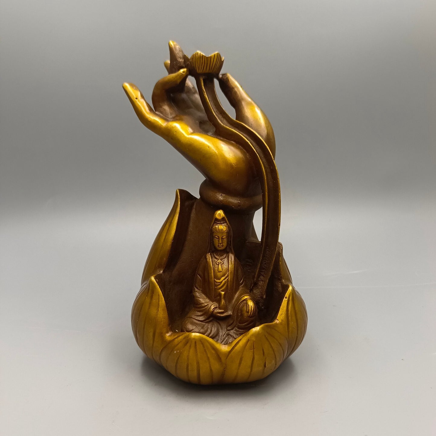 Chinese Antique Guanyin Holy Hand Lotus Flowing Back Fragrance