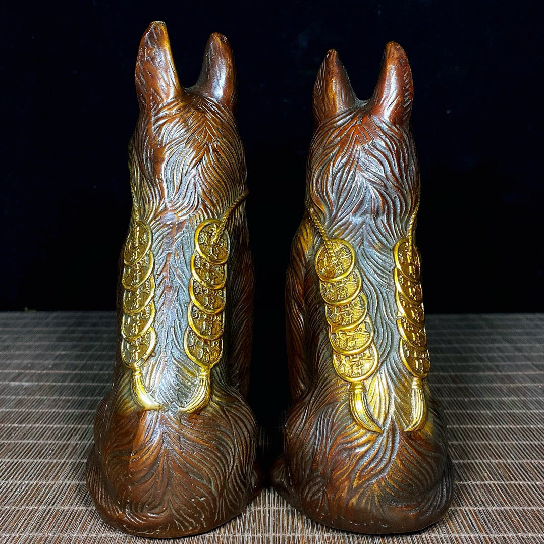 A pair of pure copper Dianjin Wangcai