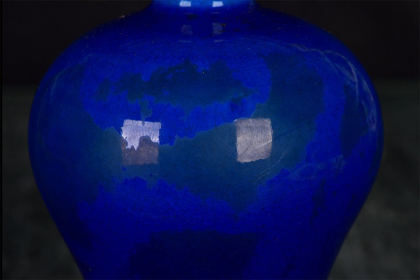 Chinese antique blue glazed open leaf plum vase