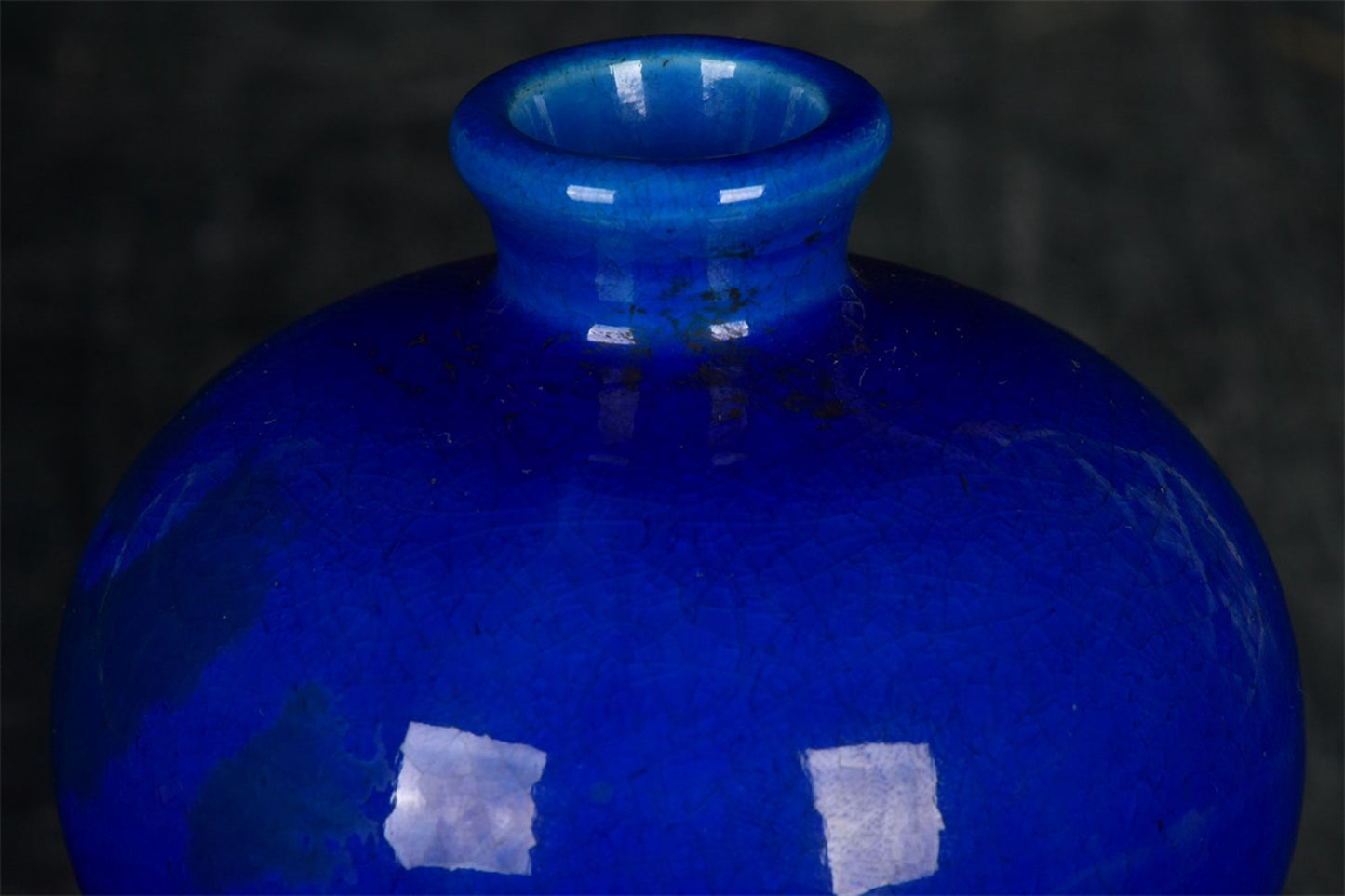 Chinese antique blue glazed open leaf plum vase