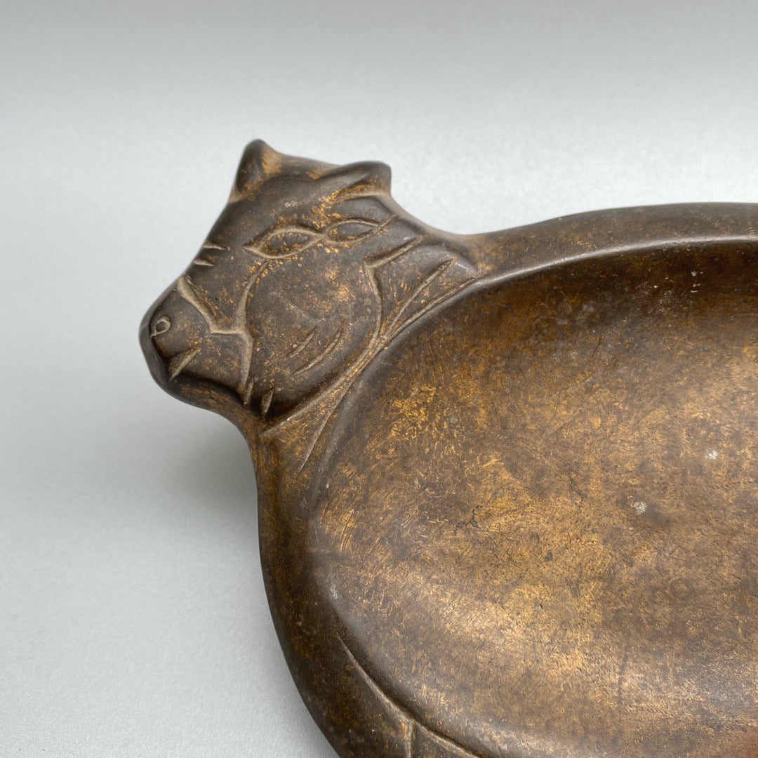 Chinese antique pure copper ox inkstone pool