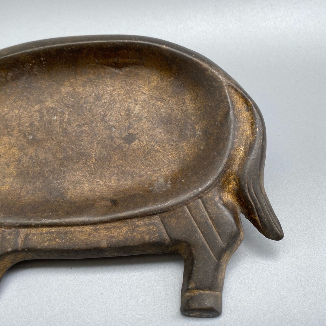 Chinese antique pure copper ox inkstone pool
