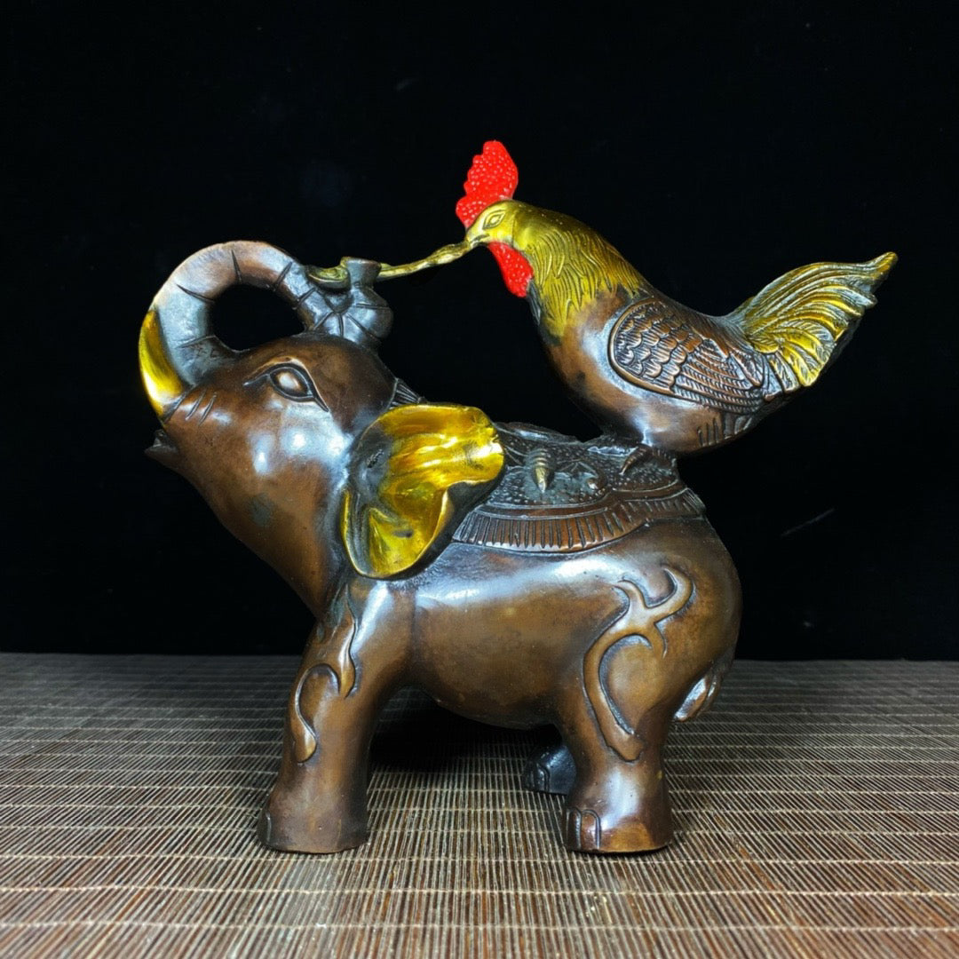 Pure Copper Rooster Elephant Ruyi