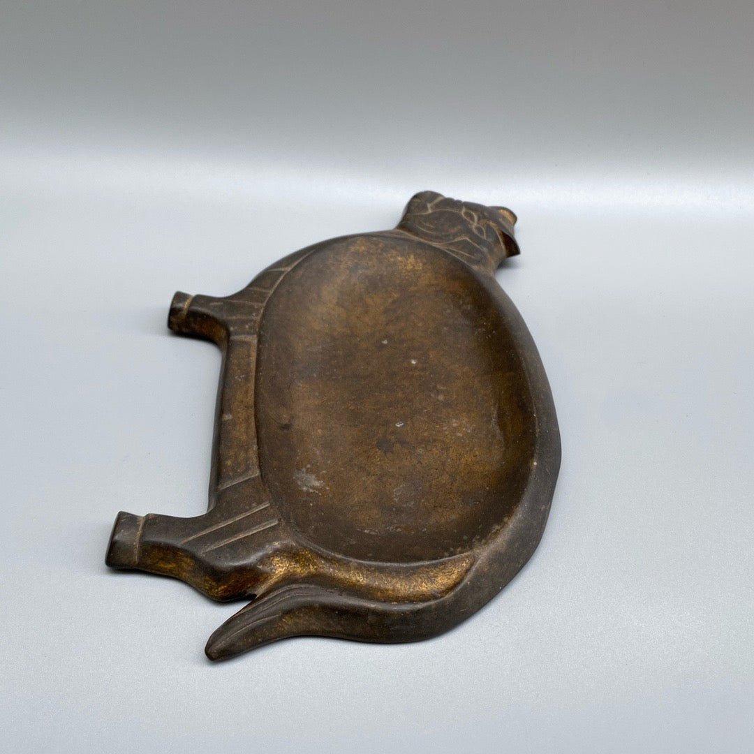Chinese antique pure copper ox inkstone pool