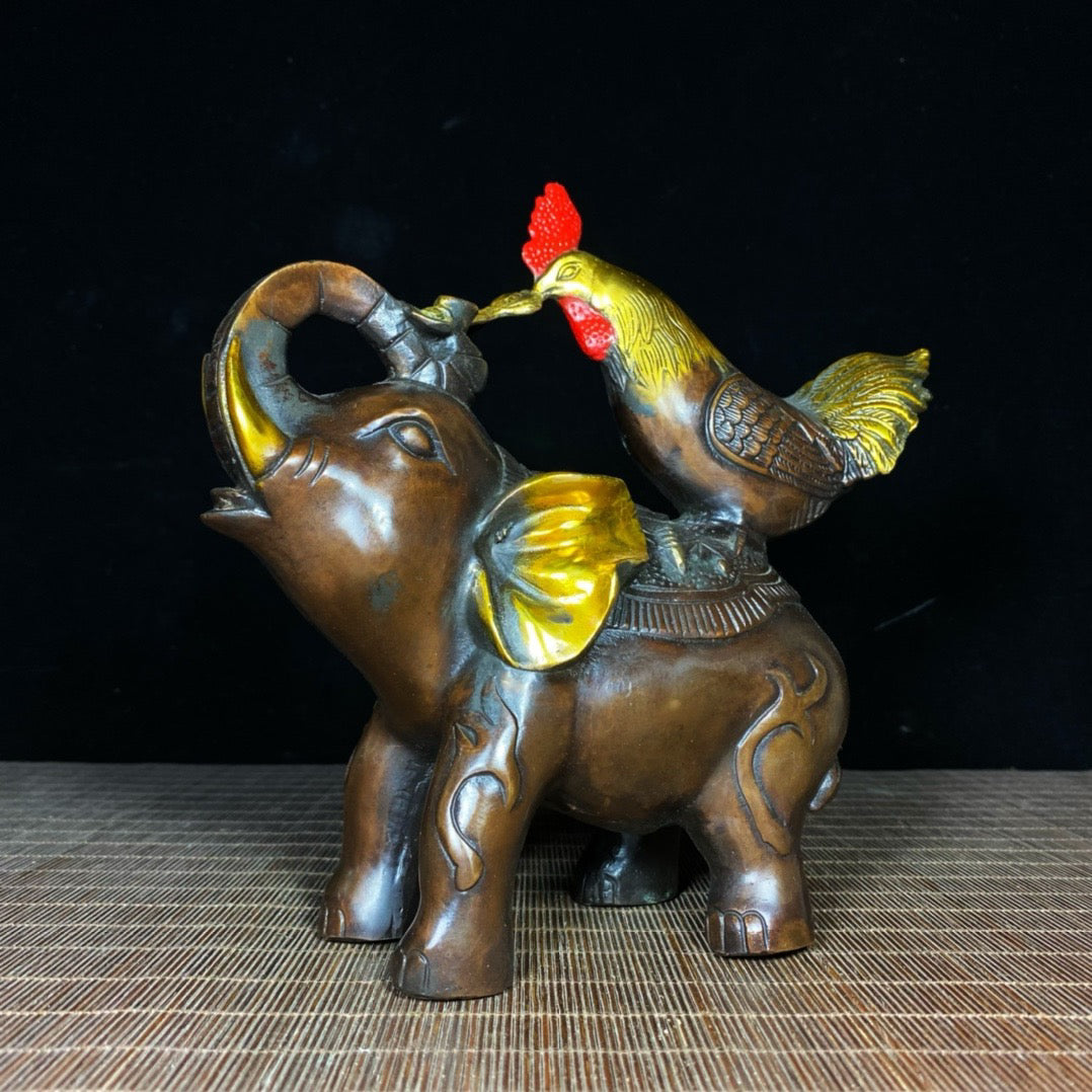 Pure Copper Rooster Elephant Ruyi