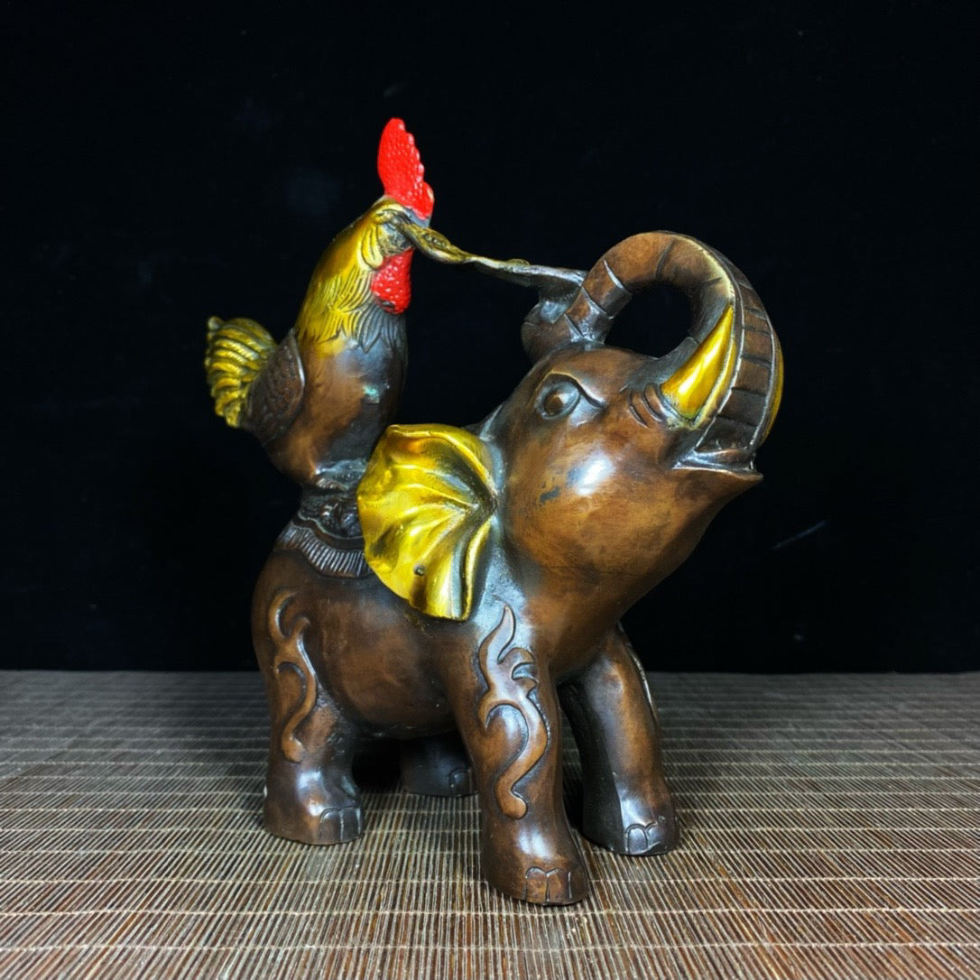 Pure Copper Rooster Elephant Ruyi