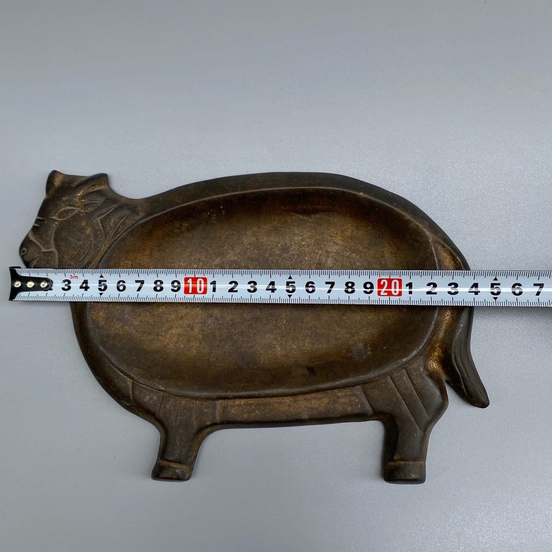 Chinese antique pure copper ox inkstone pool