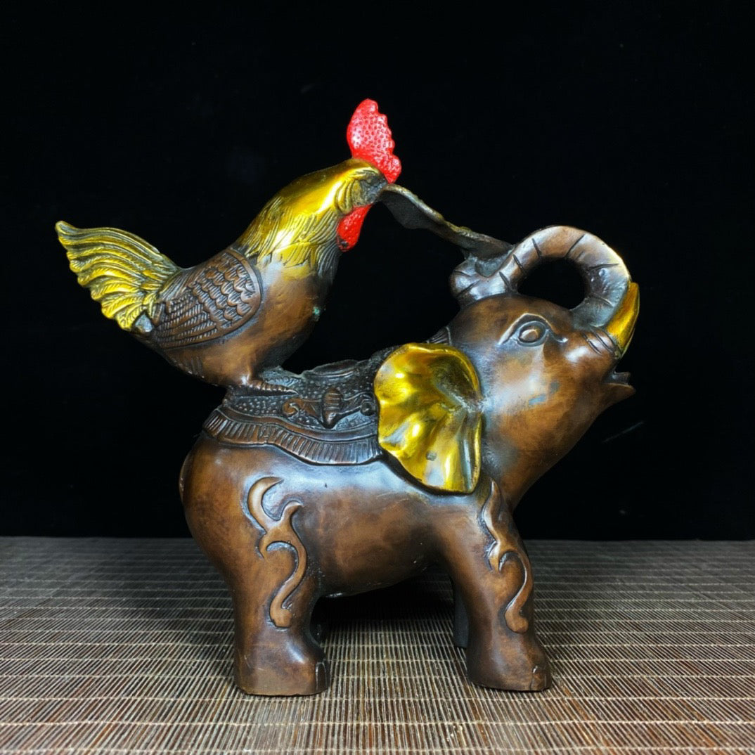 Pure Copper Rooster Elephant Ruyi