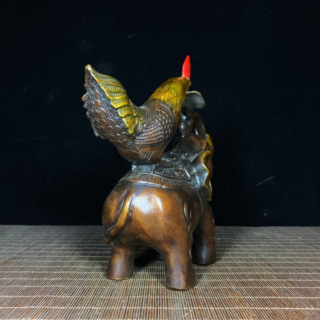 Pure Copper Rooster Elephant Ruyi