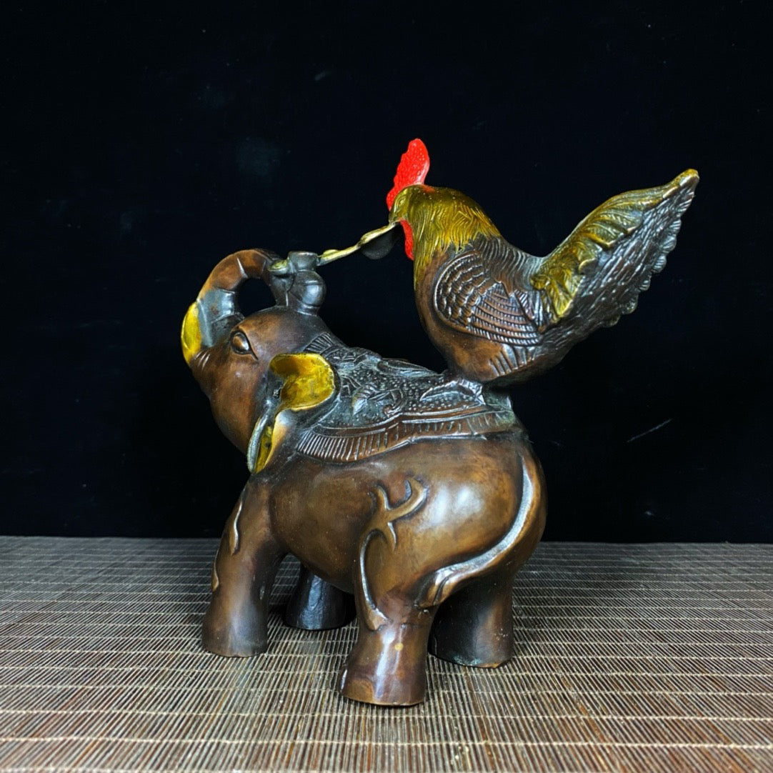 Pure Copper Rooster Elephant Ruyi