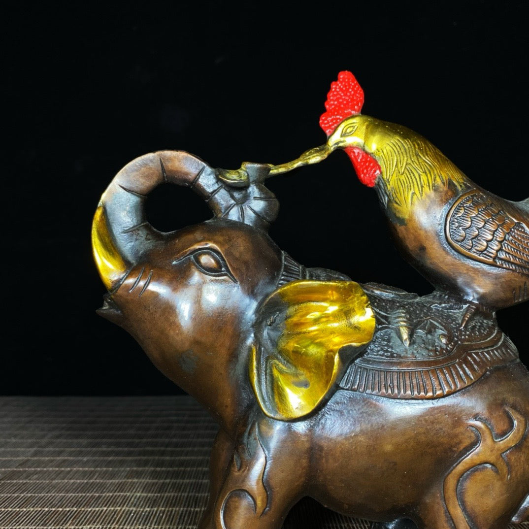 Pure Copper Rooster Elephant Ruyi