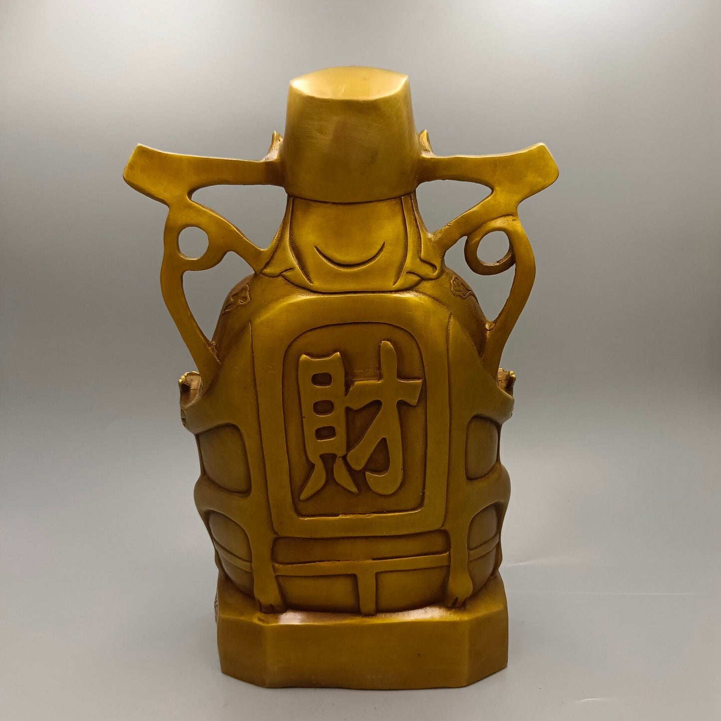 Chinese Antique Treasure Bowl God of Wealth Bronze Ornament