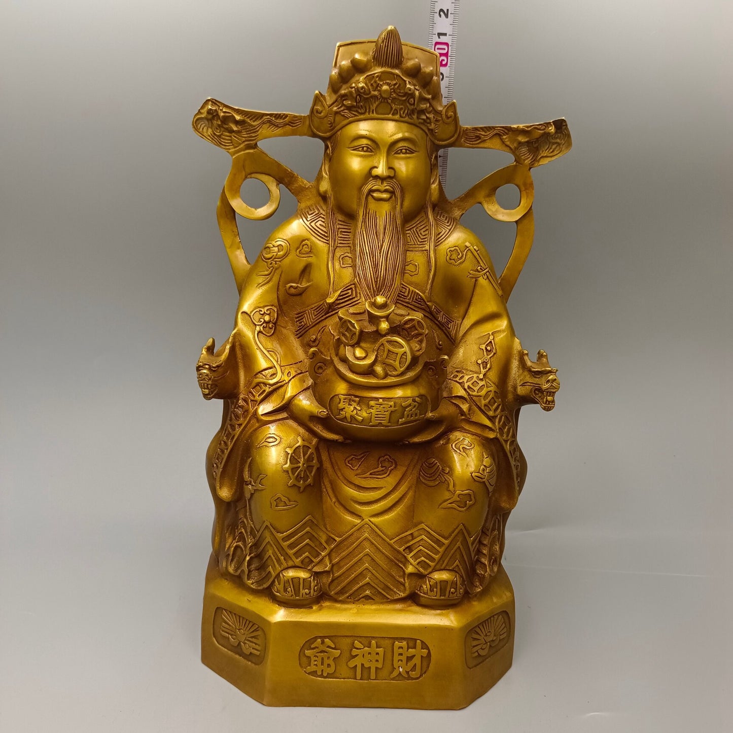 Chinese Antique Treasure Bowl God of Wealth Bronze Ornament