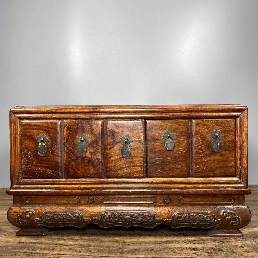 Chinese antique rosewood safety jewelry box