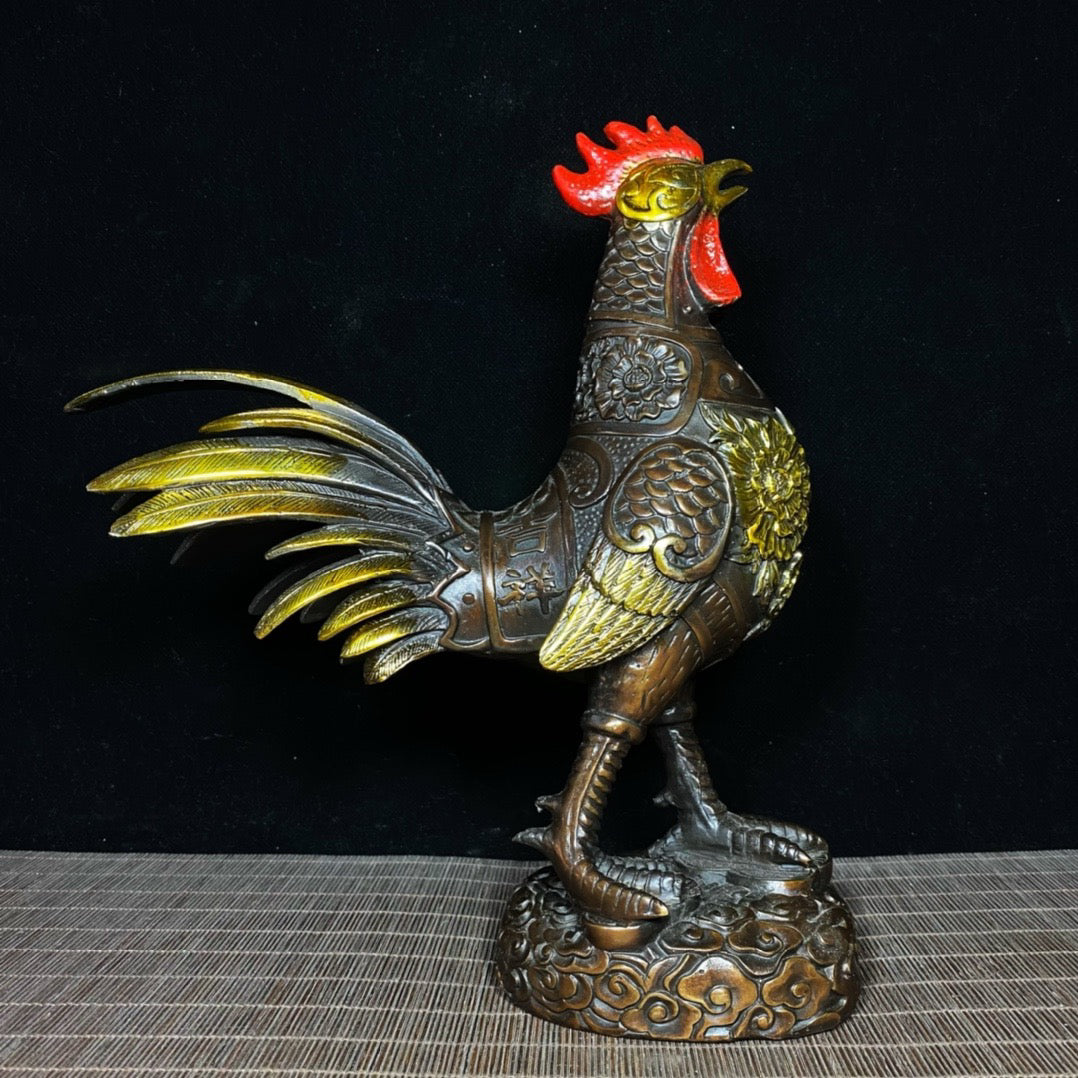 Pure Copper Rich and Auspicious Big Rooster