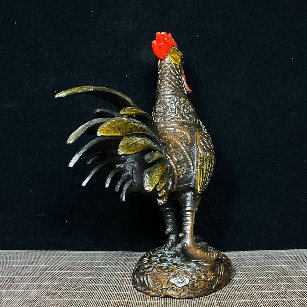 Pure Copper Rich and Auspicious Big Rooster